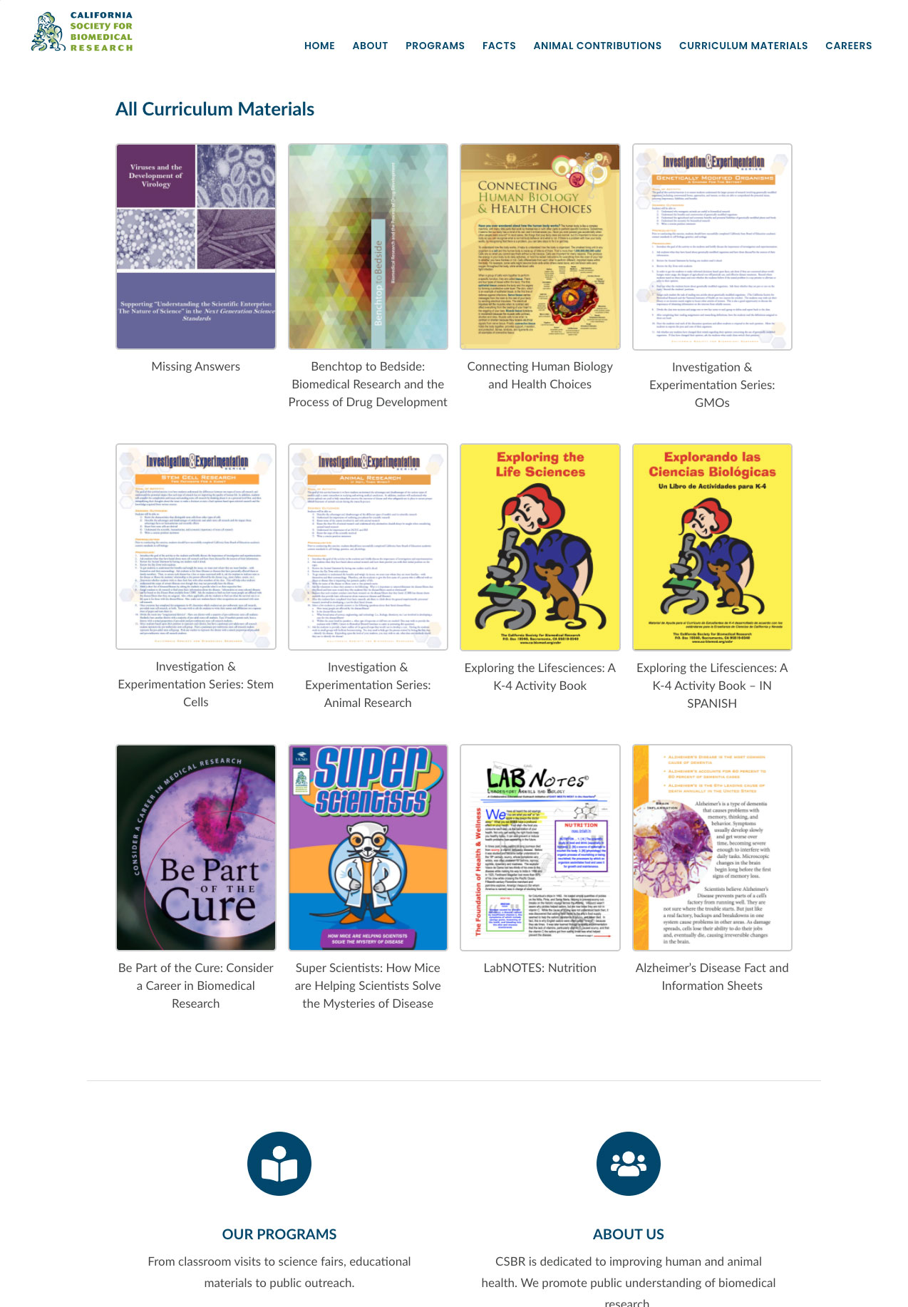 All Curriculum Materials Page
