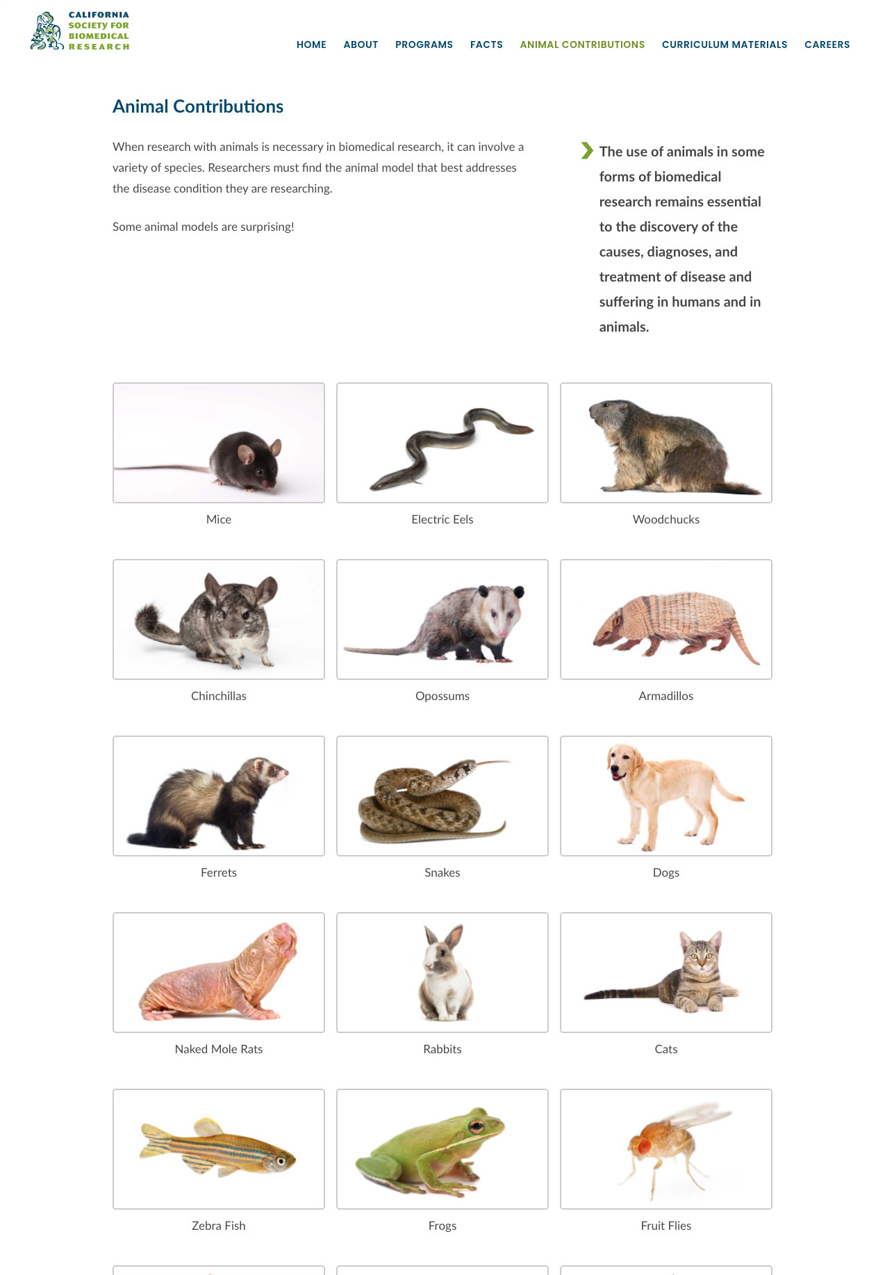 Animal Contributions Page