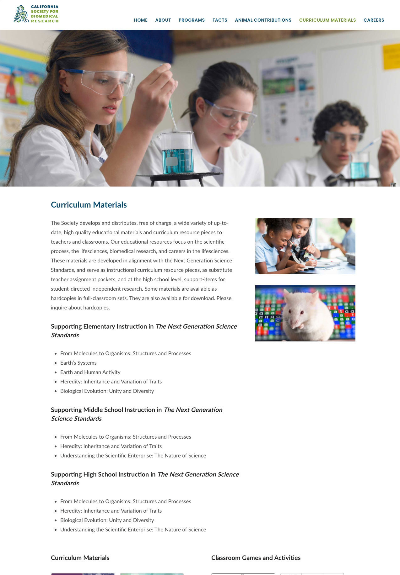 Curriculum Materials Page