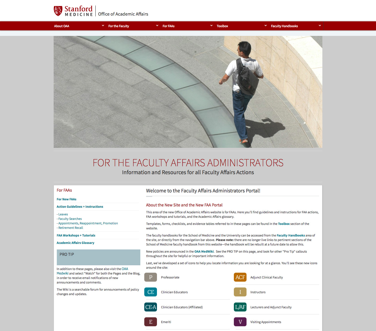 Faculty Affairs Administrators Landing Page
