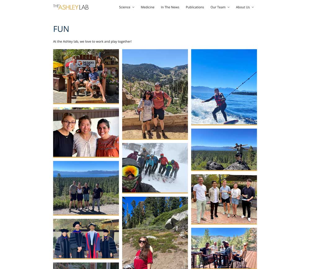 Ashley Lab at Stanford University WordPress website redesigned by Wired Moon with streamlined content organization and admin workflow - Social Events Page