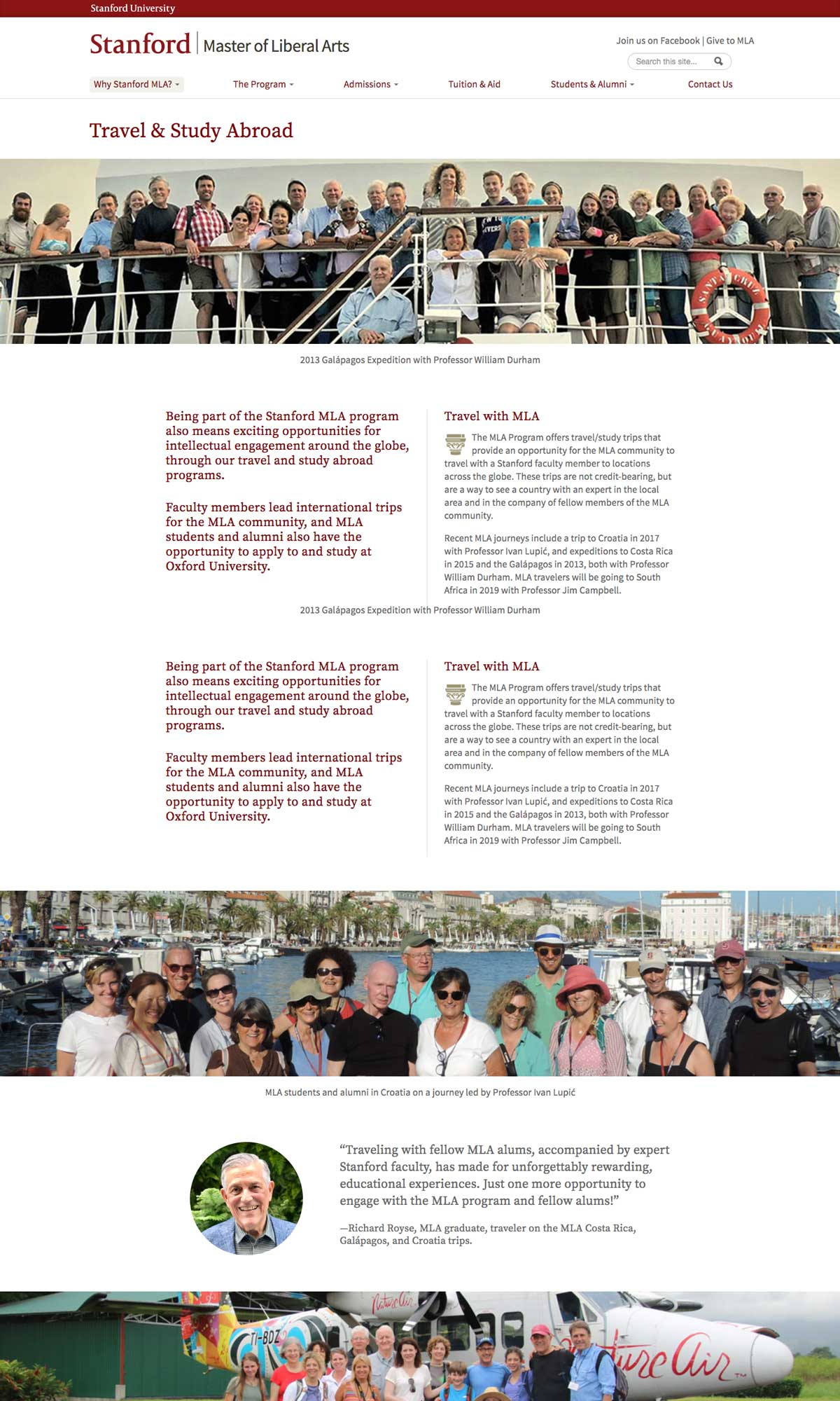Stanford Master of Liberal Arts program website rebuilt in Drupal by Wired Moon with a modern, mobile-friendly design - Travel & Study Abroad Page