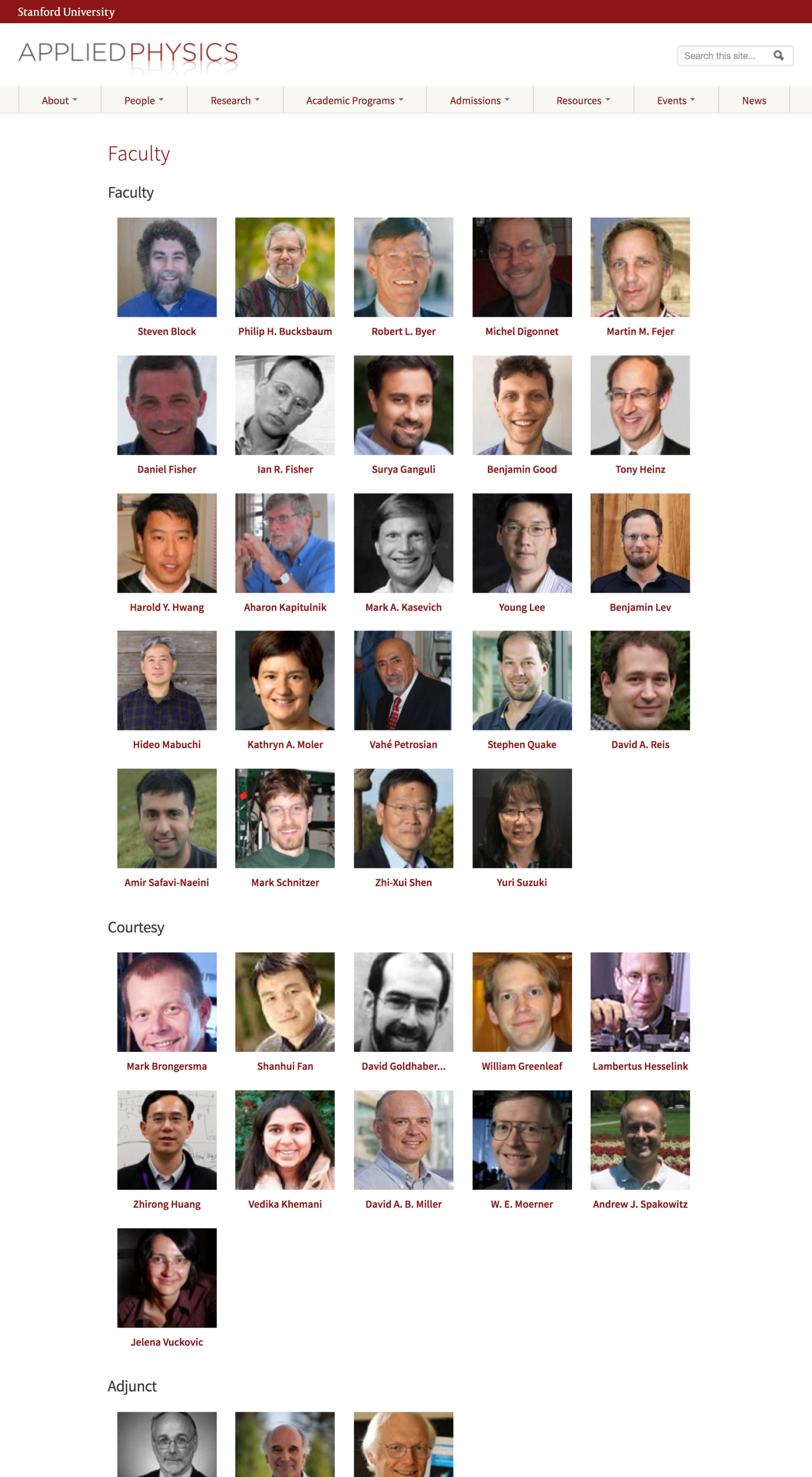 Stanford Applied Physics program website rebuilt in Drupal by Wired Moon with custom content types and faculty self-service profiles - Faculty Page