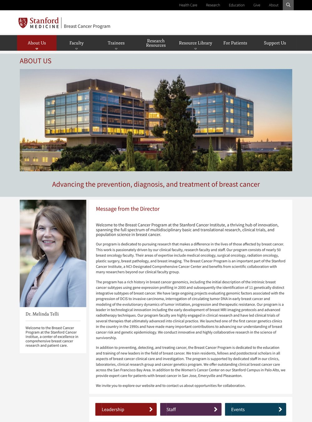 Stanford Breast Cancer Program - About Us Page