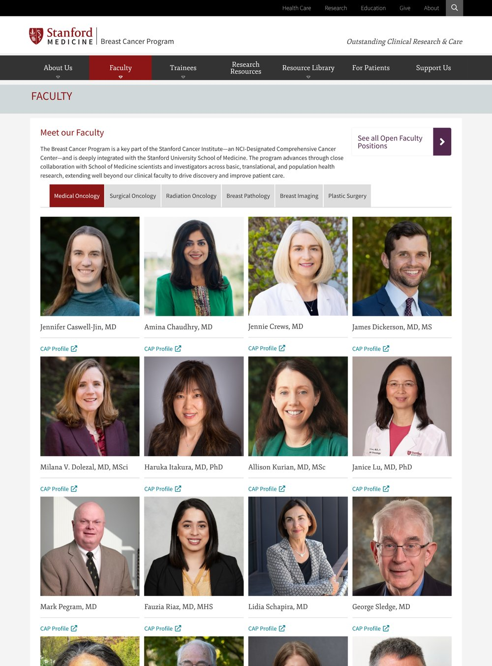 Stanford Breast Cancer Program - Faculty Page